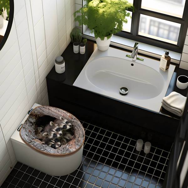 WC-Sitz mit Absenkautomatik Drei Waschbä Braun - Bambus - Holzwerkstoff - 38 x 5 x 49 cm