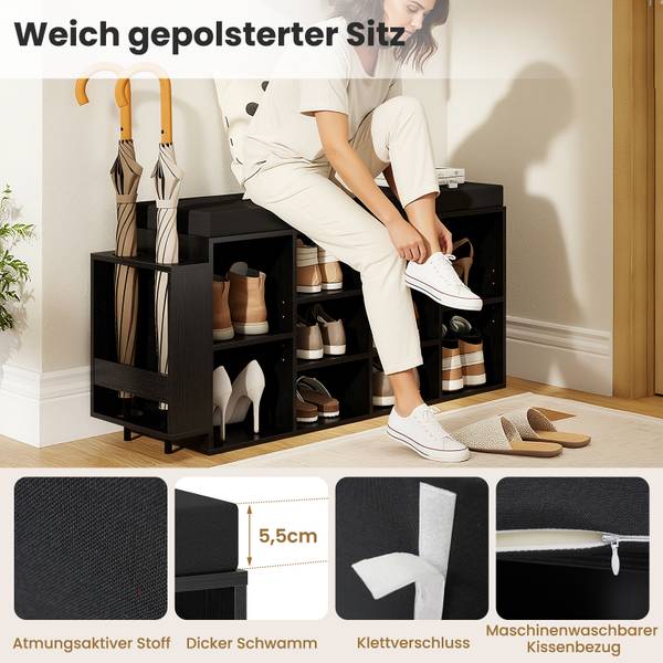 Schuhbank VH35386 Schwarz