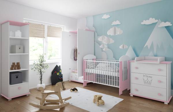 Babybett Princess Pink - Kiefer - 65 x 100 x 123 cm