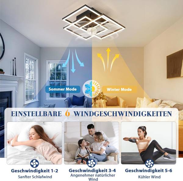 Deckenventilator Denmark Ⅲ Schwarz - Metall - 37 x 17 x 37 cm