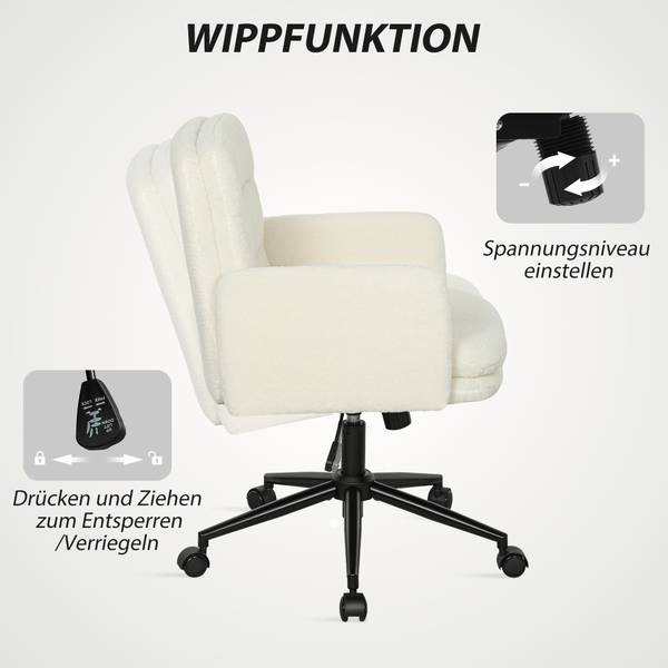 Schreibtischstuhl 921-868V00CW Weiß - Polyester - 62 x 101 x 65 cm