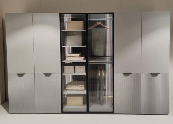 Kleiderschrank SANDBOX FLUTES ohne LED Schwarz - Holzwerkstoff - Glas - 101 x 200 x 51 cm