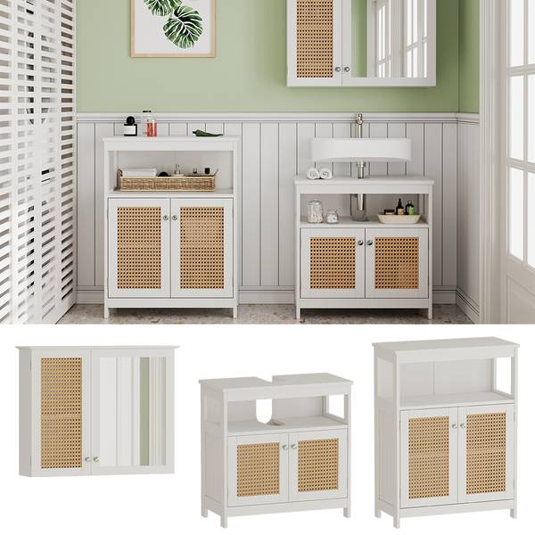 Badmöbel-Set Rosario 40451, 3er Set Weiß - Holzwerkstoff - 60 x 60 x 30 cm