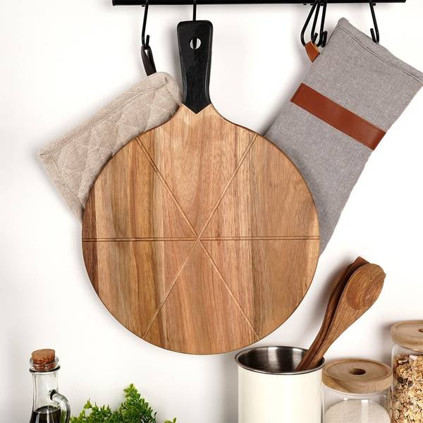 Pizzabrett 2-tlg. Set 279909 Braun - Massivholz - 30 x 2 x 43 cm