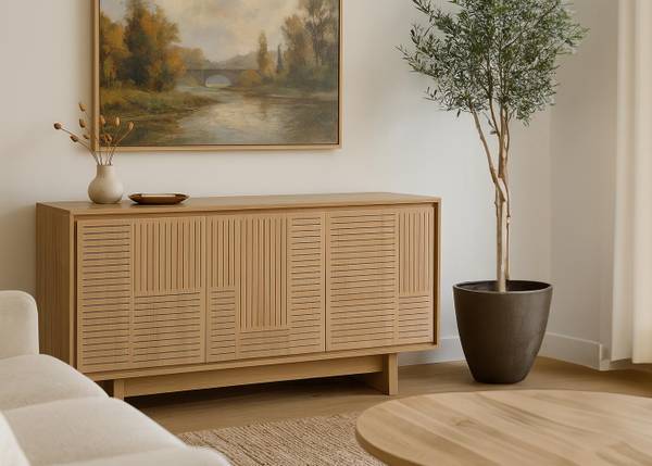 Sideboard O35 Beige - Holzwerkstoff - Holz teilmassiv - 160 x 86 x 40 cm