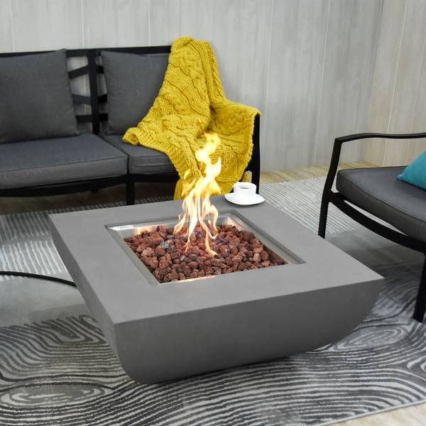 Westport Gasfeuertisch aus Beton Grau - Naturfaser - 86 x 36 x 86 cm