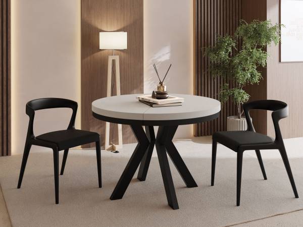 Ausziehbarer Esstisch Savio Neo Beige - 100 x 100 cm - Durchmesser: 100 cm