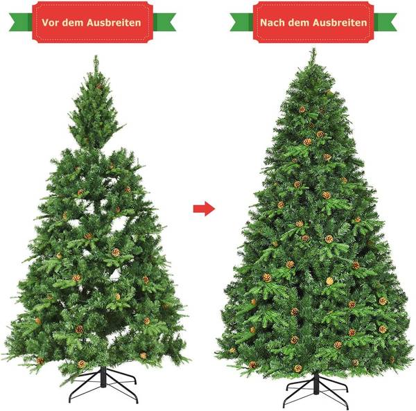 240cm LED Künstlicher Weihnachtsbaum Grün - Kunststoff - 155 x 240 x 155 cm