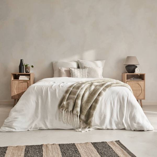 Nachttisch Eva Beige - Holz teilmassiv - 39 x 70 x 40 cm