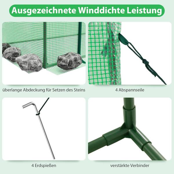 Gewächshaus SF6439DE Grün - Kunststoff - 77 x 169 x 200 cm
