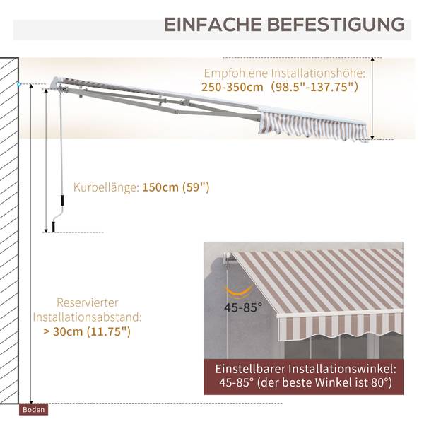 Markise 840-150V01BG Kunststoff - 245 x 150 x 295 cm