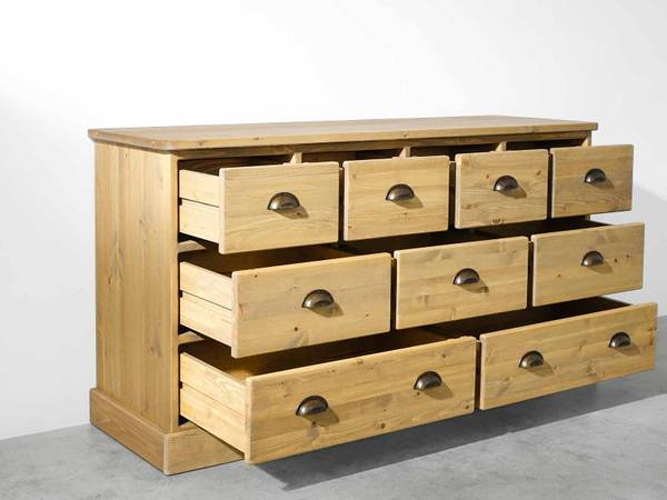 Kommode Dakota 1 Braun - Kiefer - Stahl - 152 x 80 x 45 cm