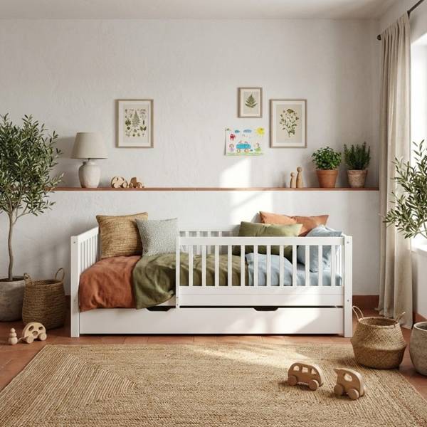 Bett Montessori Bella Weiß - Kiefer - 204 x 47 x 101 cm