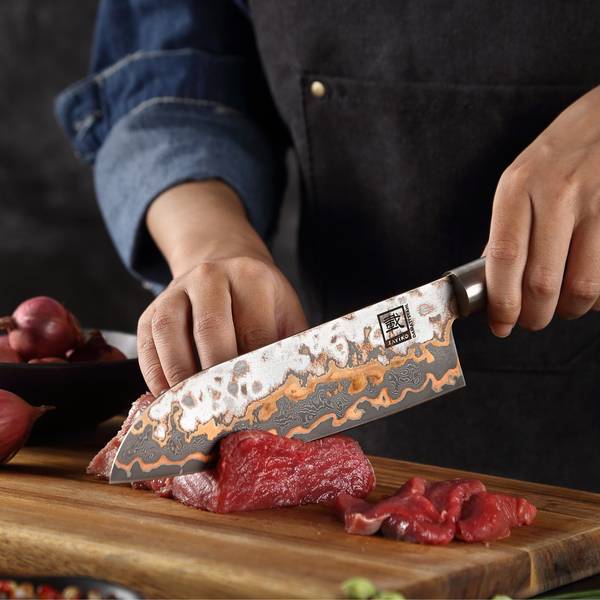 Santoku Messer MysticMagma Braun - Massivholz - 1 x 1 x 31 cm