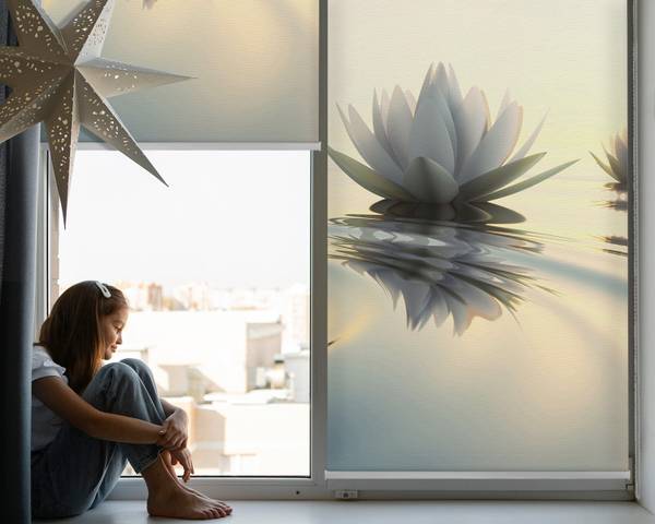 Innenrollo Seerosen 50 x 50 cm