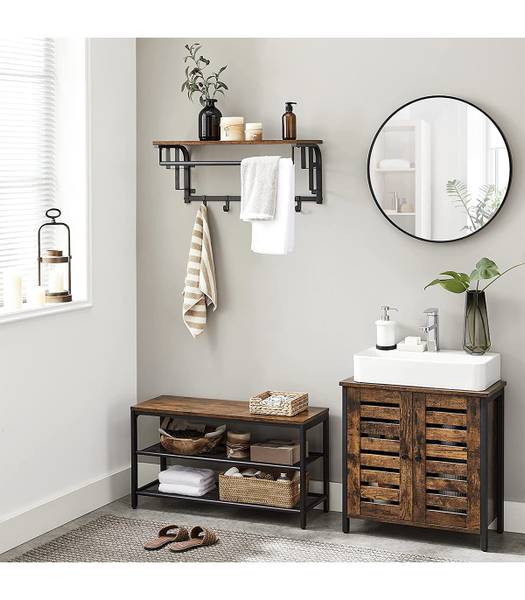 Wandgarderobe 100707 Braun - Stahl - 74 x 37 x 7 cm