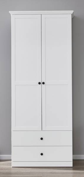 Garde-robe BrandsonBaxter Blanc - En partie en bois massif - 81 x 196 x 41 cm