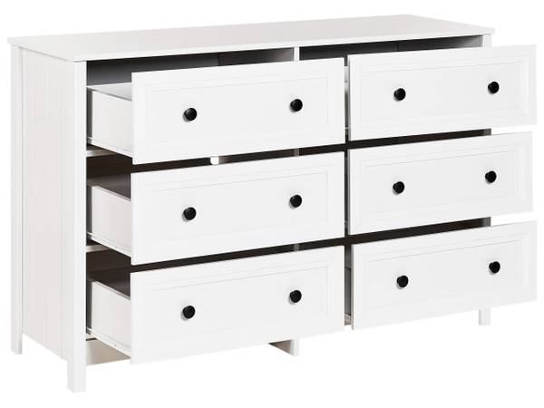 Commode HAZELVALE Noir - Blanc - Bambou - 120 x 80 x 45 cm