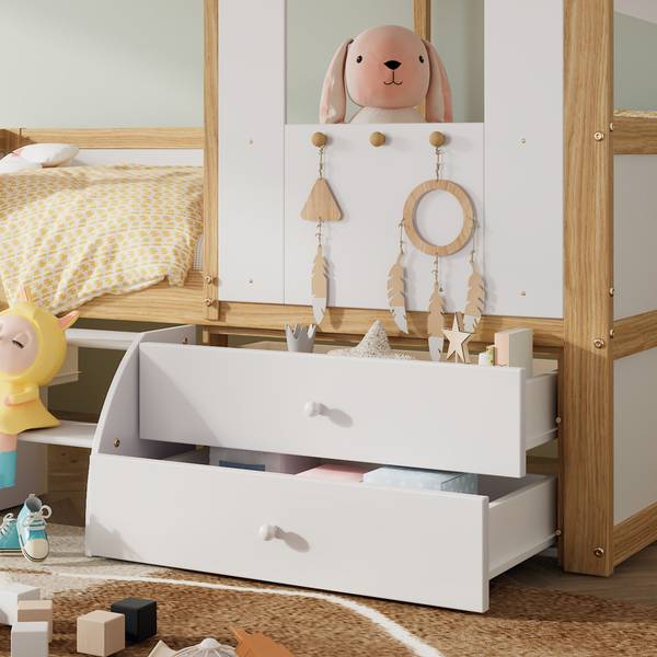 Hausbett K-1243 Weiß - Holzwerkstoff - 97 x 159 x 204 cm