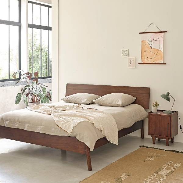 Bett mit Lattenrost VINTAGE Braun - Massivholz - 189 x 95 x 215 cm