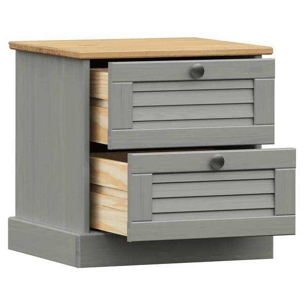 Nachttisch M639578 Grau - Massivholz - 35 x 42 x 42 cm