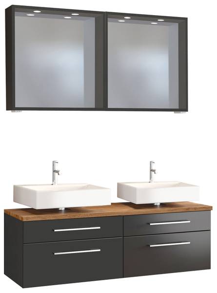 Unterbecken-Set Davos 120cm Grau - Holzwerkstoff - 120 x 180 x 47 cm