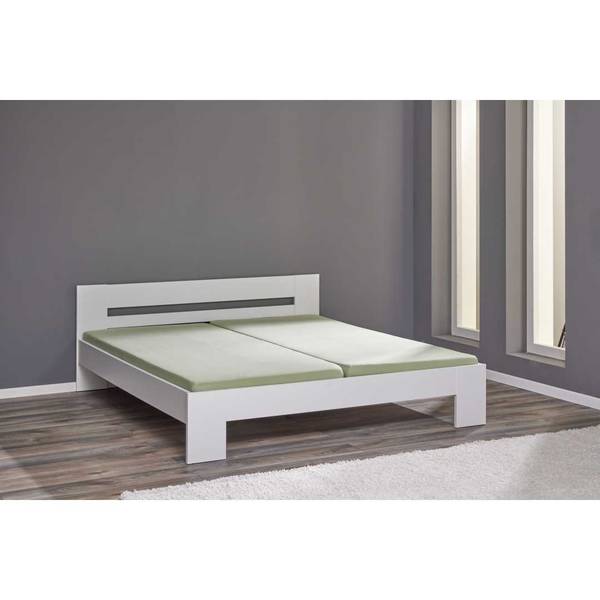 Lit Annik Blanc - En partie en bois massif - 204 x 71 x 186 cm