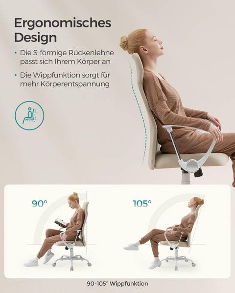 Bürostuhl 100425 Beige - Hellgrau - Weiß