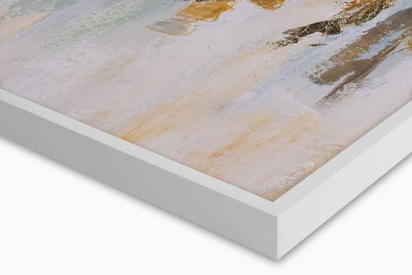 Acrylbild Handgemalt Nonfigurativ Gay Beige - Türkis - Baumwollstoff - 75 x 100 x 4 cm