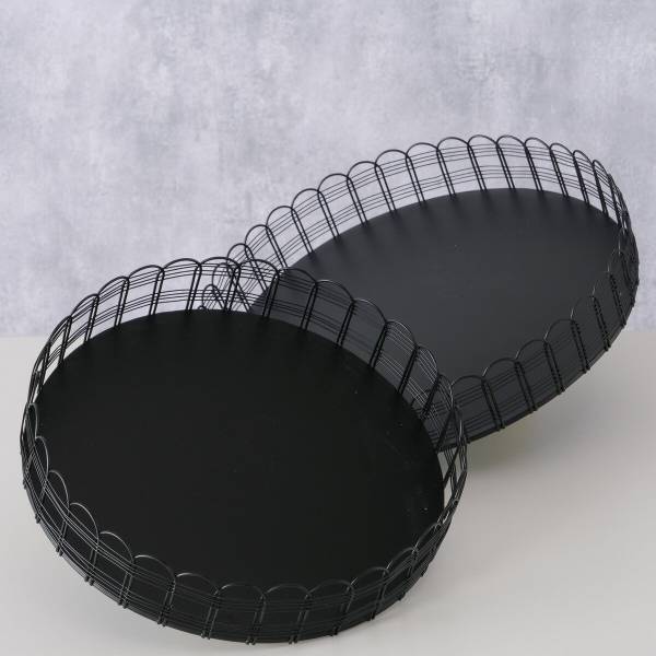 Tabletts WEIRA 2er Set Schwarz - Metall - 31 x 5 x 31 cm