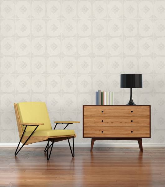 Vliestapete 4144 Barock Optik modern Creme - Grau