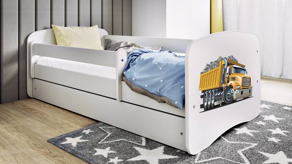 Kinderbett Lastwagen Weiß - 90 x 184 cm