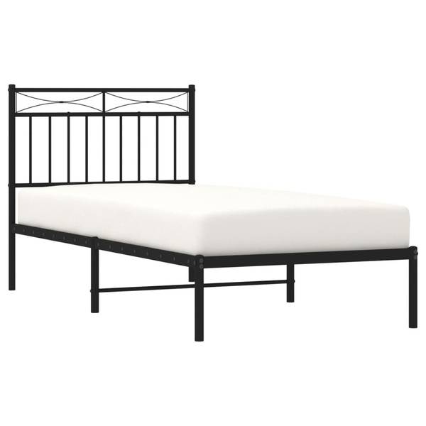 Bettgestell mit Kopfteil X291 Schwarz - Metall - 95 x 91 x 196 cm