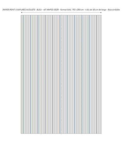 Tapete mit Streifen Auguste Blau - Papier - 192 x 280 x 192 cm