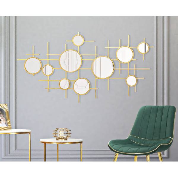 Gerahmter Spiegel Kreise 27 Gold - Metall - 117 x 61 x 5 cm