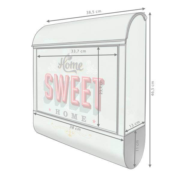 Briefkasten Stahl Home Sweet Home Schwarz - Stahl - 38 x 46 x 13 cm
