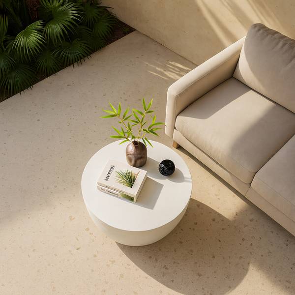 Couchtisch PARNU Weiß - Stein - 64 x 39 x 64 cm