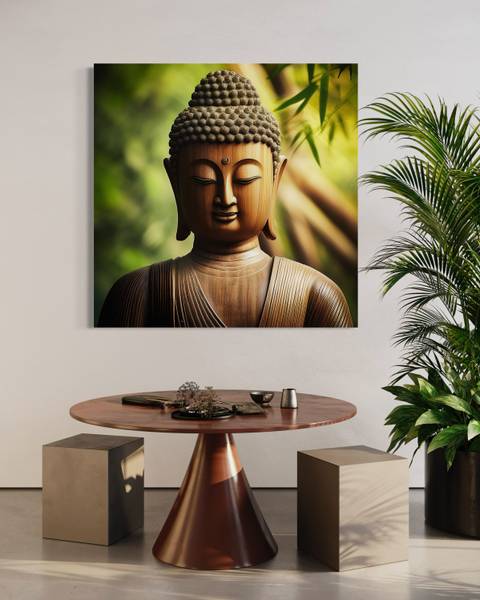 Tableau déco statue de bouddha zen 40 x 40 cm