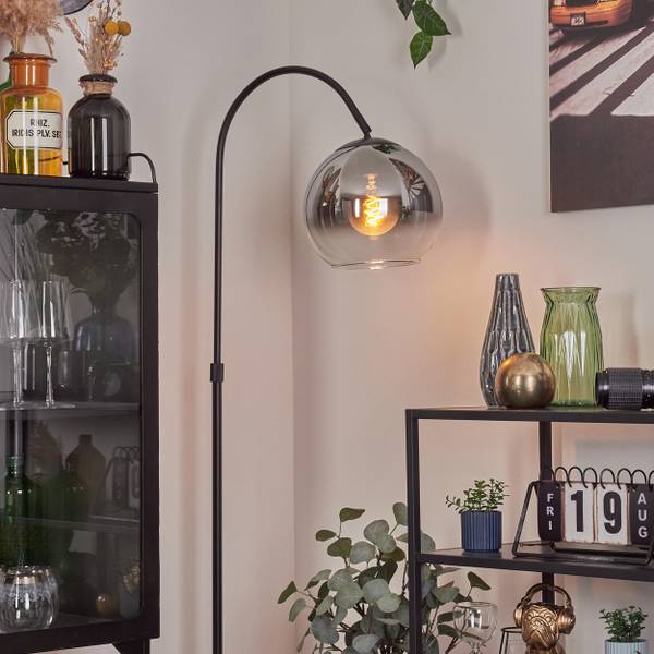 Stehlampe Cesaro Grau - Silber - Metall - 11 x 141 x 105 cm