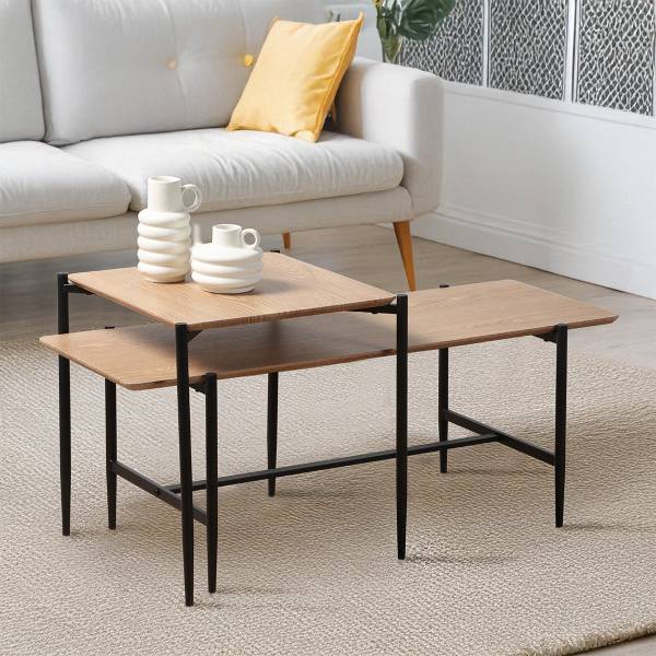 Couchtische JESSIE 2er Set Braun - Holzwerkstoff - 40 x 38 x 100 cm