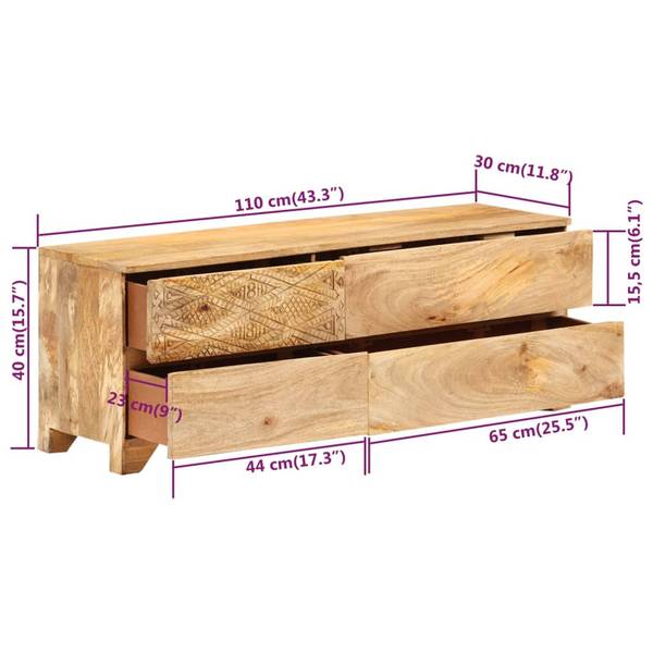 TV-Möbel 246144 Braun - Mango - 110 x 40 x 30 cm
