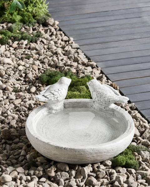 Bassin à oiseaux MAMOU Gris - Céramique - 26 x 13 x 26 cm