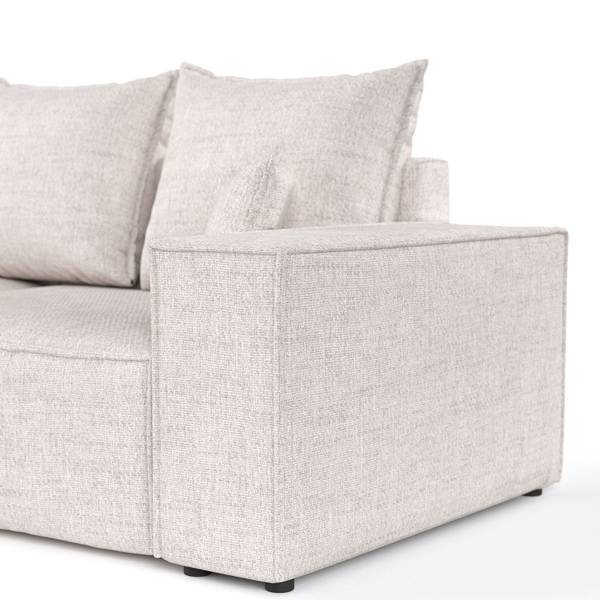 Ecksofa SENSO mit Schlaffunktion Hellbeige - Armlehne beidseitig montierbar - Ecke davorstehend links - Ottomane davorstehend links