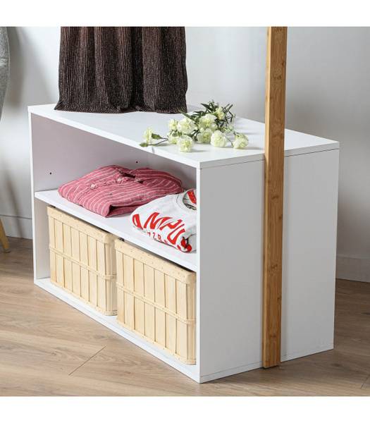 Garderobenständer mit Stauraum Weiß - Massivholz - 40 x 171 x 90 cm