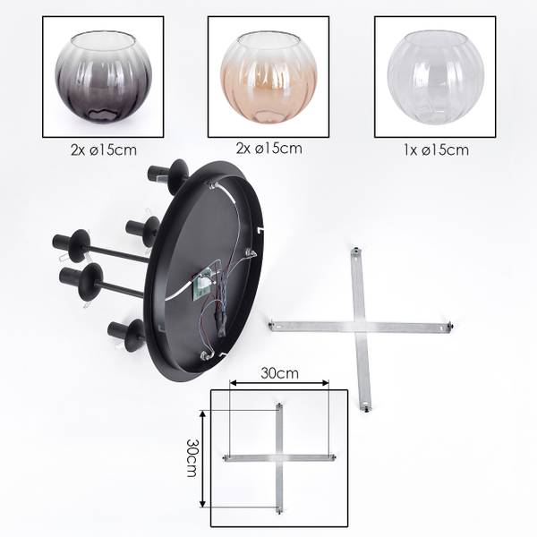 Deckenleuchte Cesaro Grau - Gelb - Metall - 39 x 22 x 40 cm