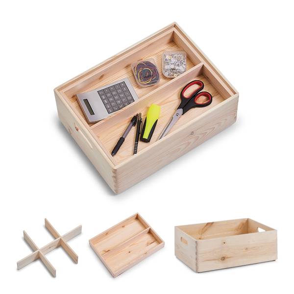 Allzweckkisten-Set, 3-tlg., Nadelholz Braun - Holzwerkstoff - 30 x 15 x 40 cm