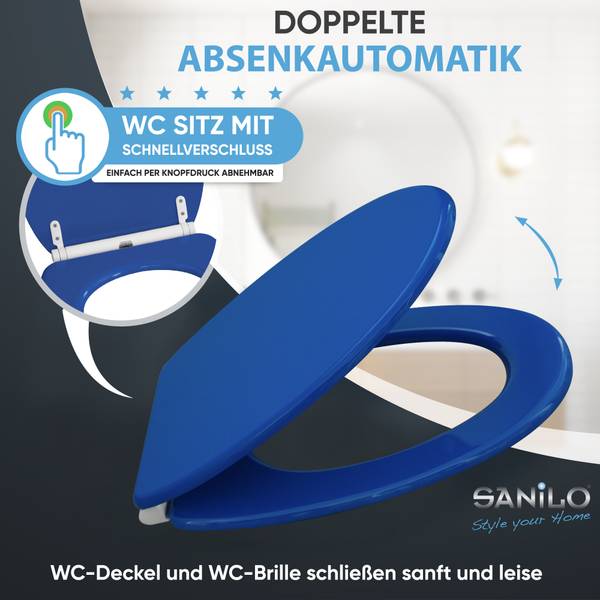 WC-Sitz Blau Blau - Holzwerkstoff - 38 x 6 x 48 cm
