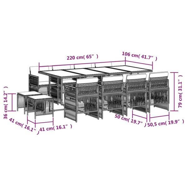 Salle à manger 3033277-5 (lot de 13) Marron - Crème