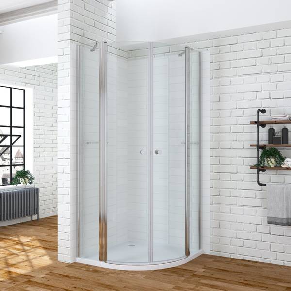 Duschkabine POLTIERS Silber - Glas - 90 x 195 x 90 cm