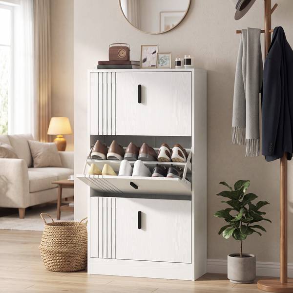 Schuhschrank 837-416V90WT Weiß - Aluminium - 24 x 117 x 63 cm